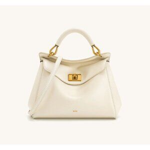 JW Pei Lucia Classic Top Handle White Handbag With Box